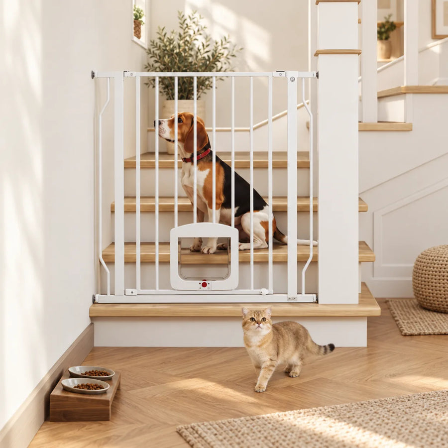 Barrière pour chien avec porte pour chat — Sluse