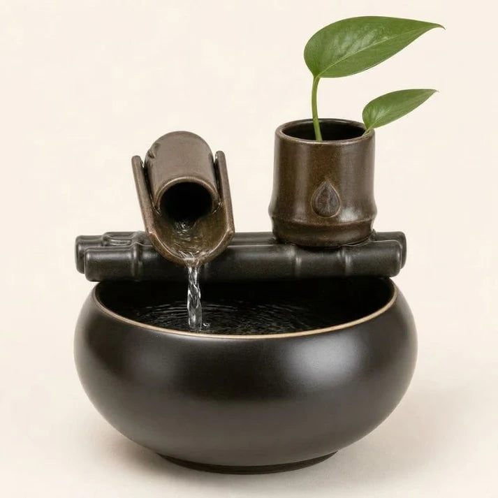 Fontaine à eau chat cascade zen bambou — Elv