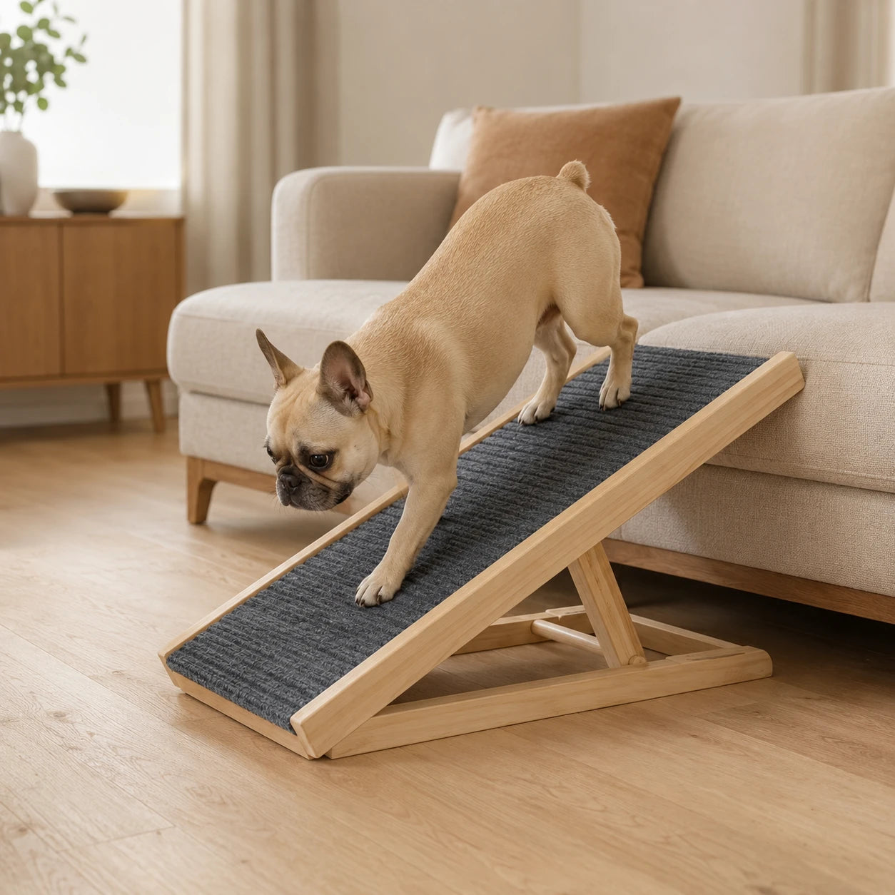 Rampe en bois réglable et pliable pour chien — Stig
