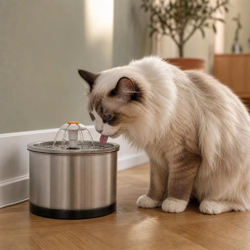 Fontaine à eau chat design inox — Klar
