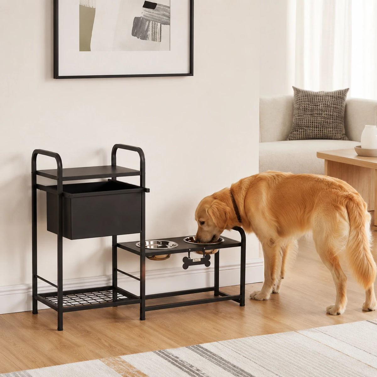Station repas & rangement réglable pour chien — Ställ