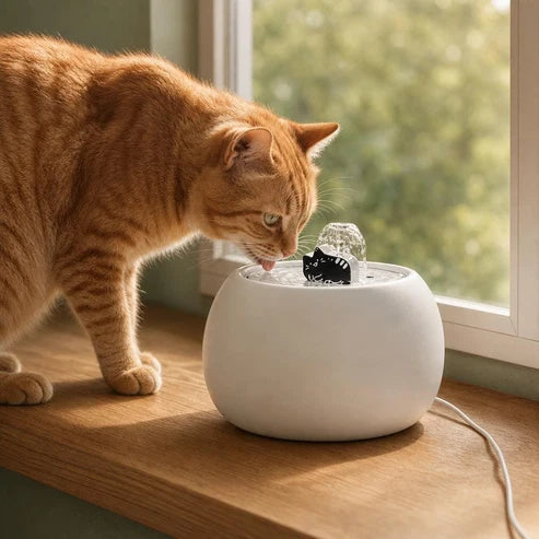Fontaine à eau chat céramique crème — Kilde
