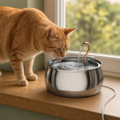 Fontaine à eau chat robinet inox — Ren
