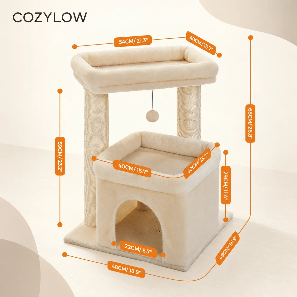 Compact Beige Cat Tree — Björk