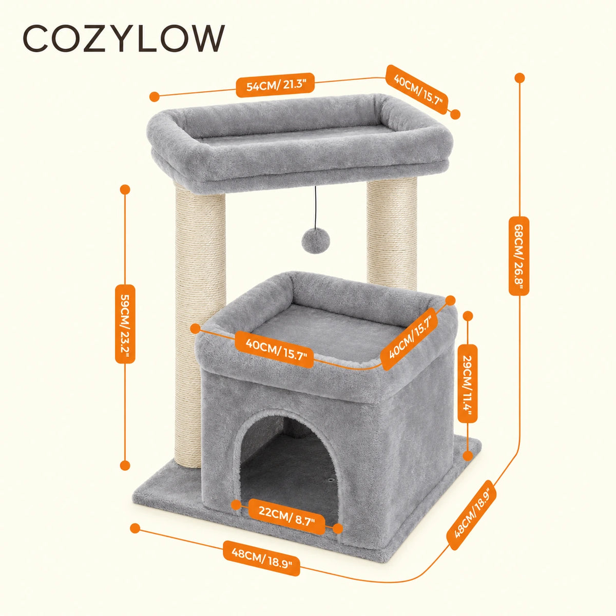 Compact Grey Designer Cat Tree — Sten