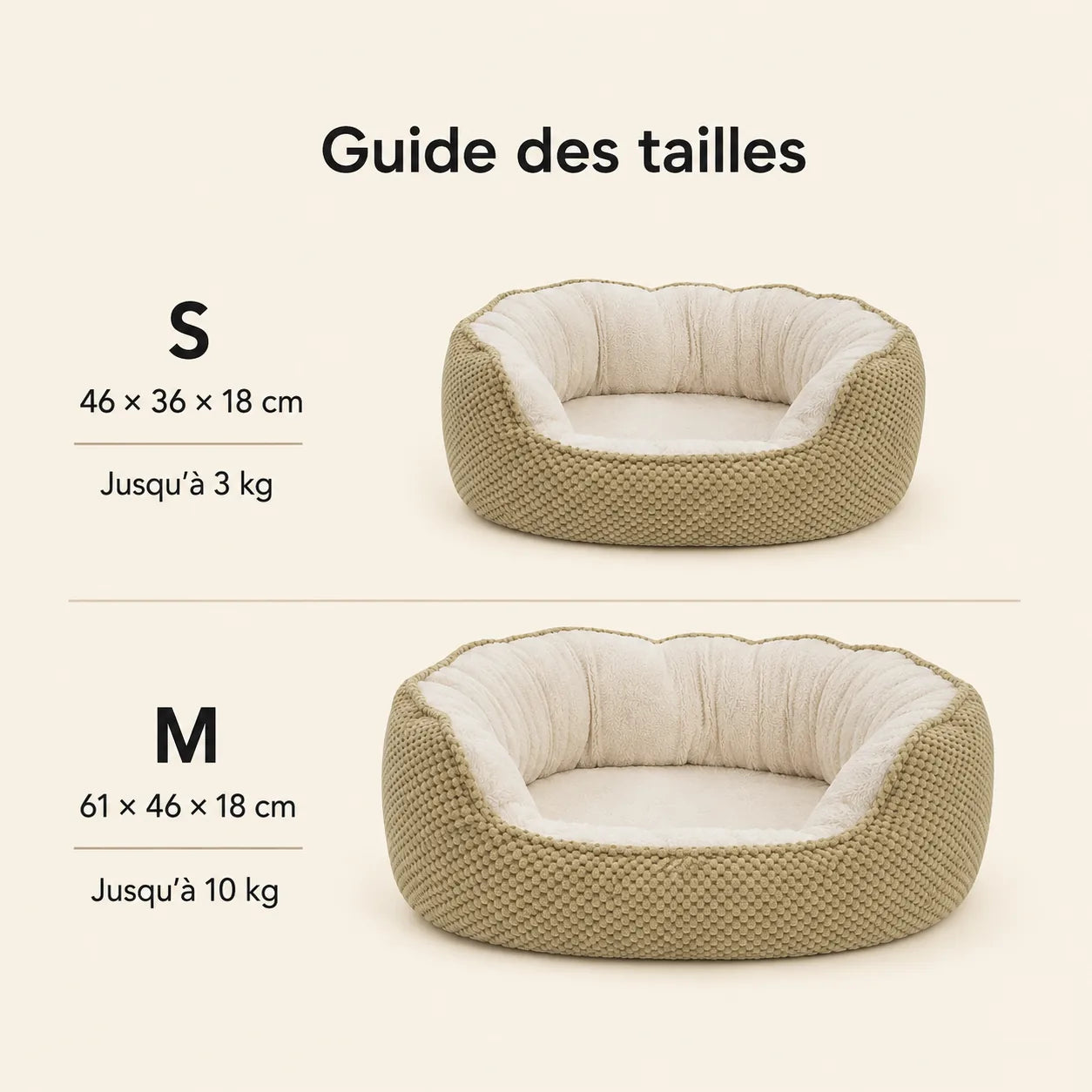 Guide des tailles du couchage pour chien Våg