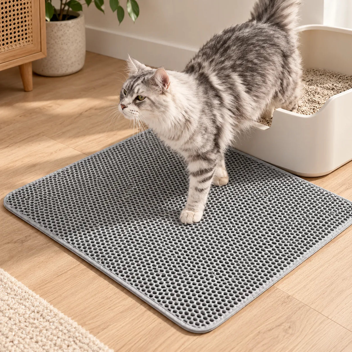 Tapis de litière Korn utilisé par un chat