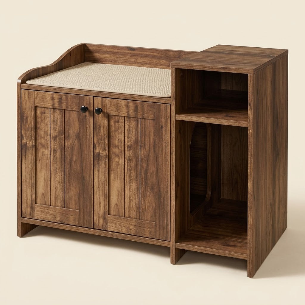 Meuble cache-litière Hylle — vue détaillée du mobilier et des finitions
