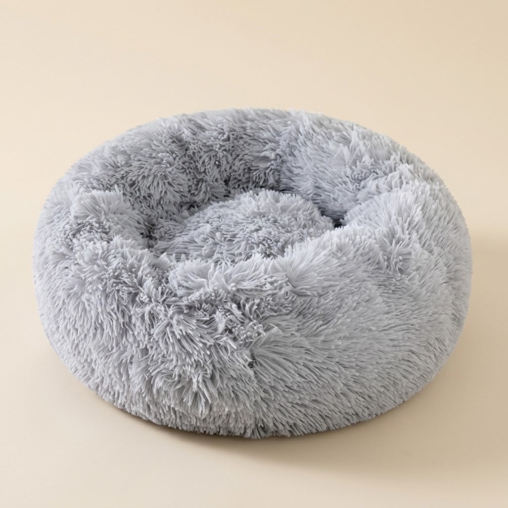 Panier donut en peluche pour chat Dun — vue principale