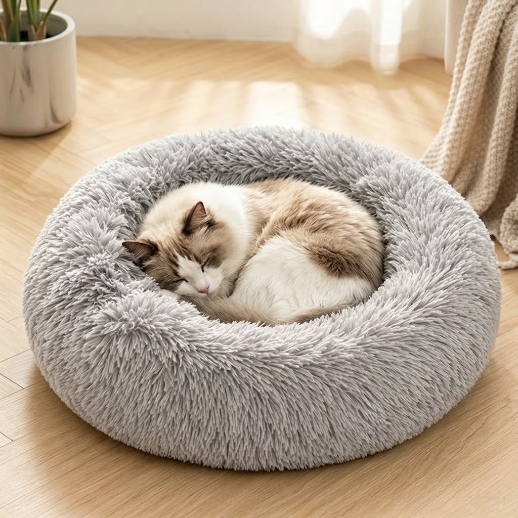 Panier donut Dun pour chat — vue de profil
