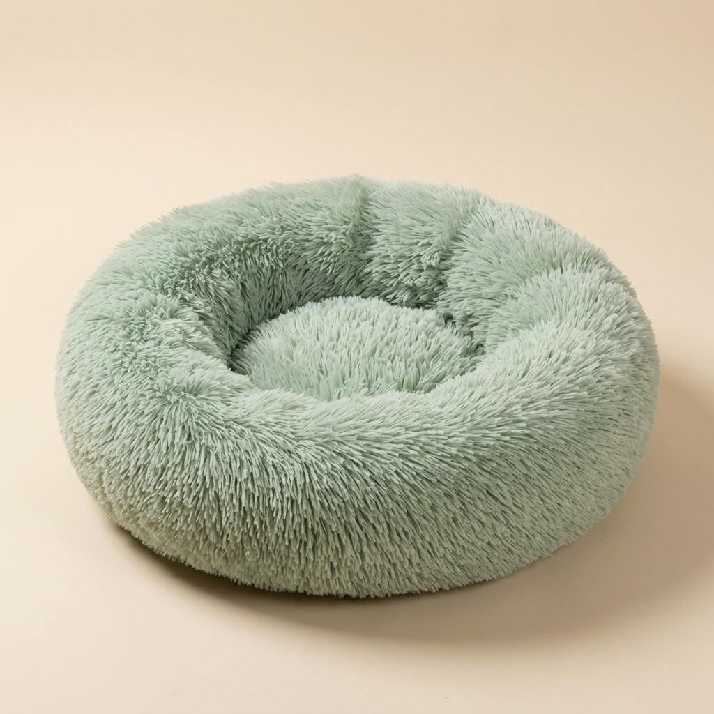 Panier donut Dun pour chat — coloris kaki en situation