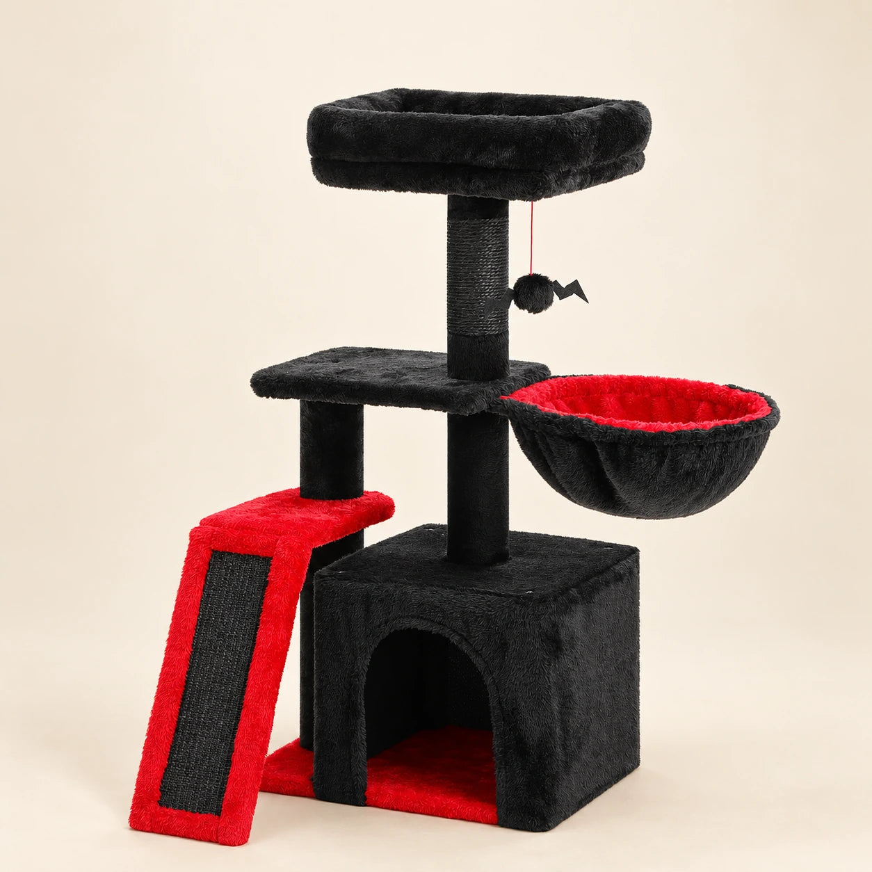 Petit arbre à chat gothique noir et rouge 80 cm — Skrekk — image 1